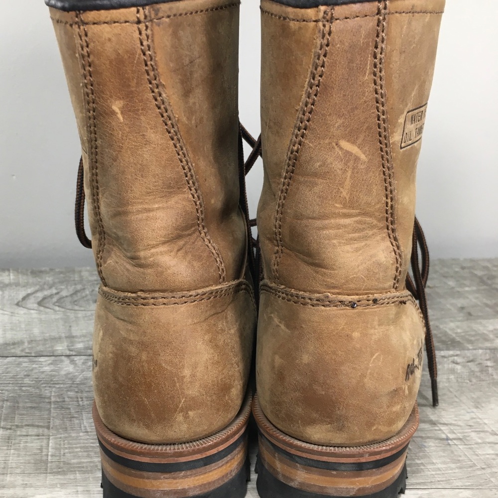 Ad-Tec Brown Leather Womens Granny Grunge Punk Riding Lace Up Soft Toe Boots 6.5 - Picture 7 of 10